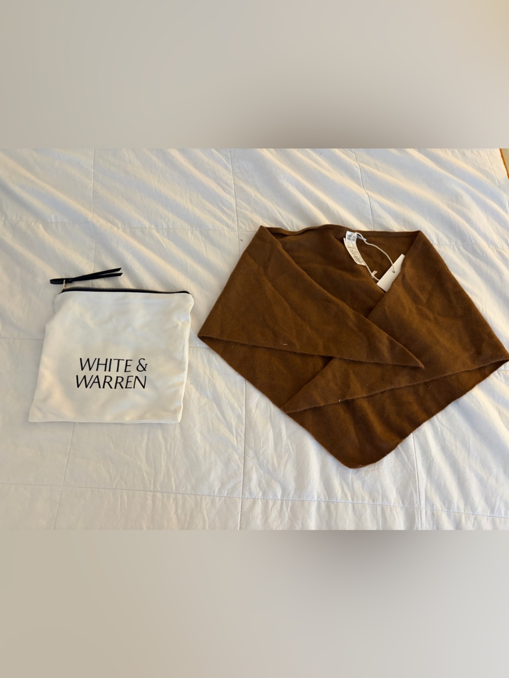 White + Warren Brown Cashmere Neckerchief New with Dust Bag and tags